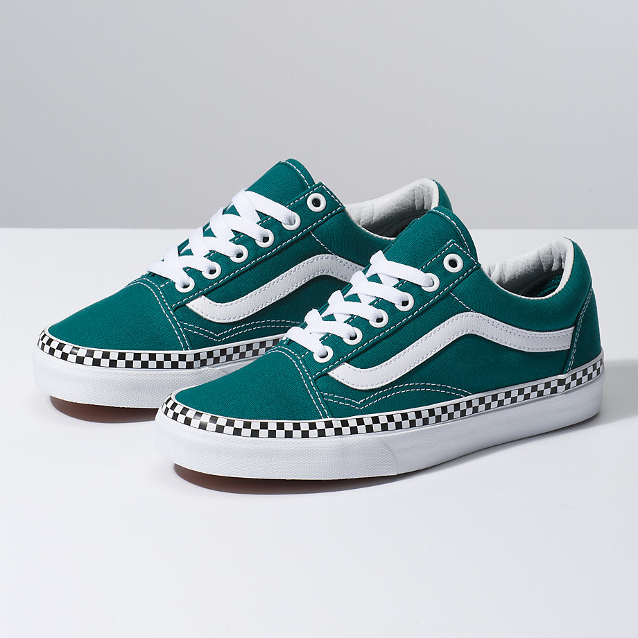 Vans Bayan Spor Ayakkabı Check Foxing Old Skool Yeşil/Beyaz | 98662-564